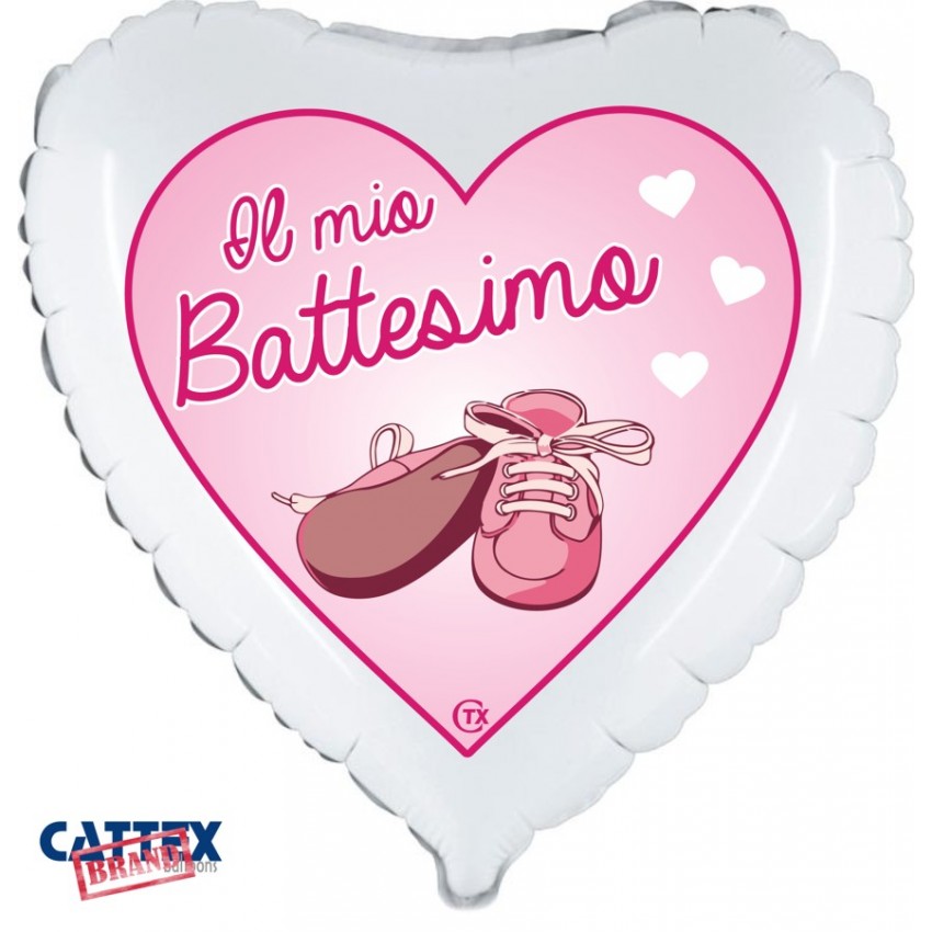 Palloncini Decorati CTX+ - Battesimo Bimba Cuore (18”)